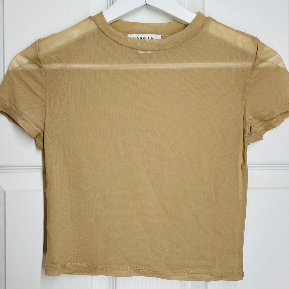NTW Cream Tan Mesh Crop Top - Picture 2 of 6